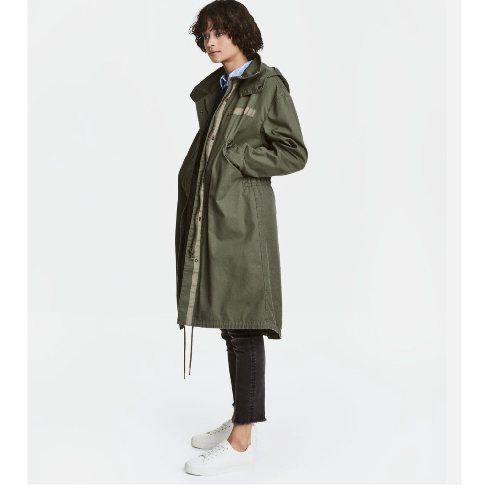 Military look Hooded Anorak Parka with Detachable Lining Coat